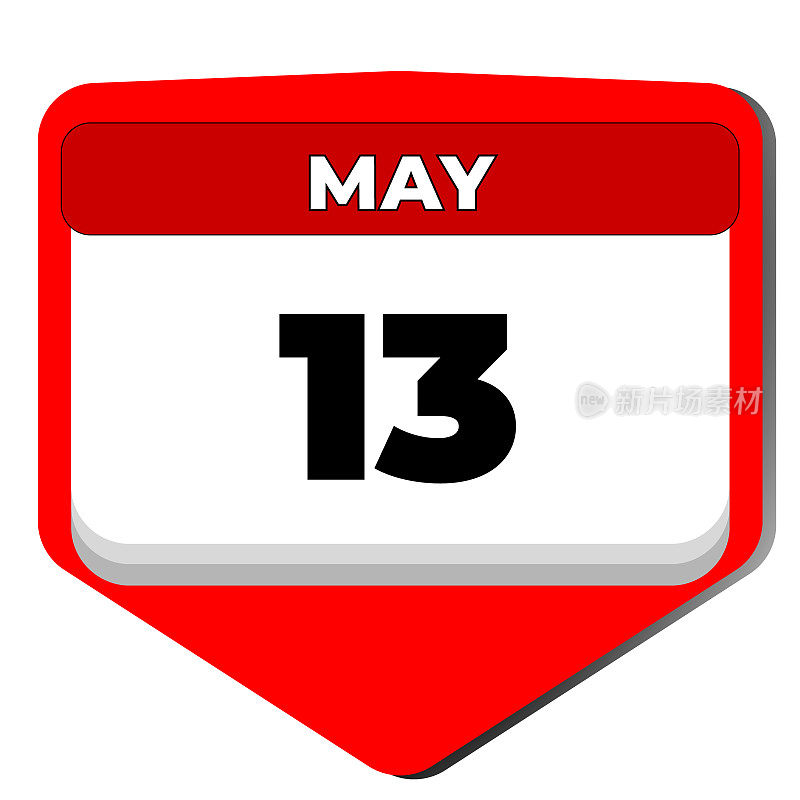 13 .五月矢量图标日历日。五月十三日。5月13日，13号日期。13天的日历。13的日期。国际鹰嘴豆泥